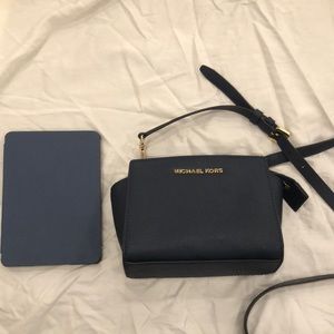 Michael Kors small crossbody bag.  Navy blue.